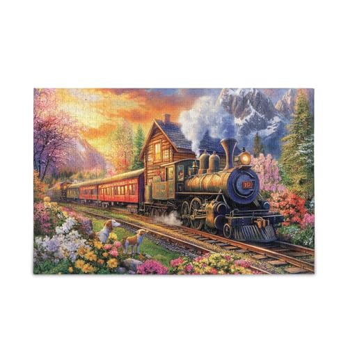 1000 Teile Puzzle Bergzug Abenteuer Grün Puzzle Spiel Home Wall Artwork für Erwachsene Familien von ODAWA