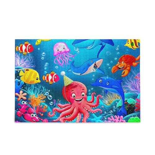 1000 Teile Puzzle Cartoon Octo Party Hut Puzzle Spiel Home Wall Artwork Herausforderung Puzzles für Erwachsene von ODAWA