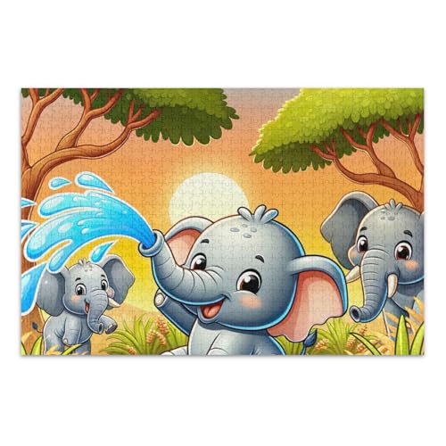 1000 Teile Puzzle Elefanten Puzzle Spiel Home Wall Artwork Lustiges Puzzle für Erwachsene Kinder von ODAWA