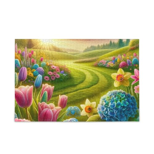 1000 Teile Puzzle Floral Pathway Green Puzzle Game Home Wall Artwork Challenge Puzzle für Erwachsene von ODAWA