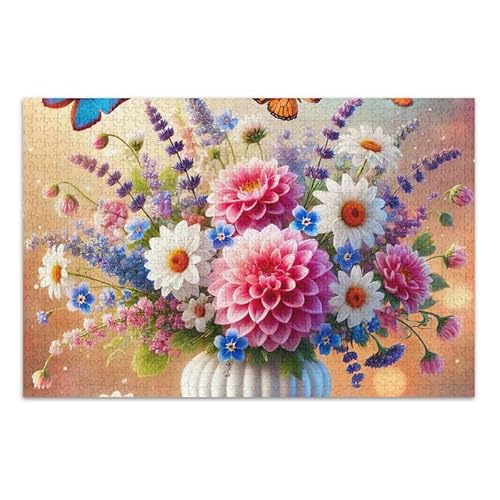 1000 Teile Puzzle Floral mit Schmetterlingen Puzzle-Spiel Home Wall Artwork für Erwachsene Teenager von ODAWA