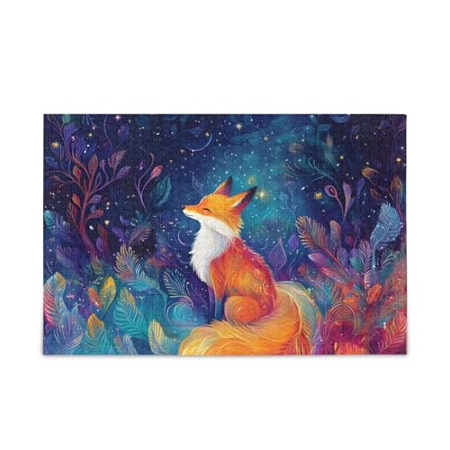 1000 Teile Puzzle Fuchs in Sternennacht Puzzle Spaß Familie Aktivität von ODAWA