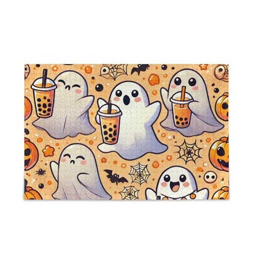 1000 Teile Puzzle Halloween Bubble Tea Orange Puzzle Spiel Home Wall Artwork Lustiges Puzzle für Erwachsene Kinder von ODAWA