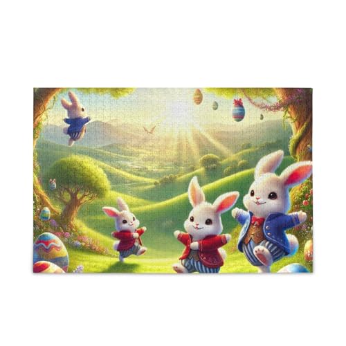 1000 Teile Puzzle Hasen Ostern Frühling Herausforderndes Puzzlespiel für Erwachsene Familien von ODAWA