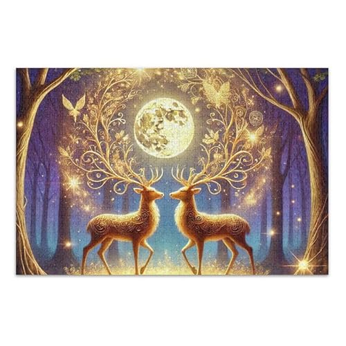 1000 Teile Puzzle Hirsch Gold Herausforderndes Puzzle-Spiel für Erwachsene Teenager von ODAWA