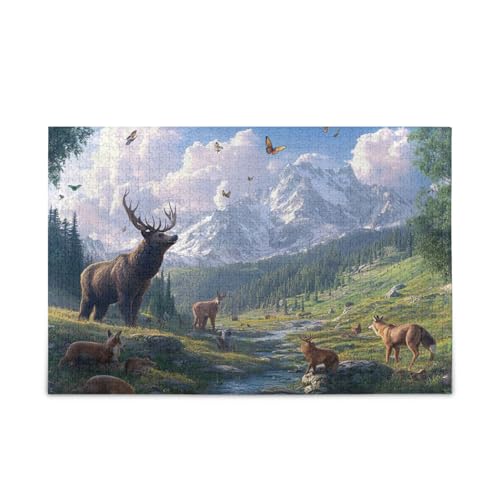 1000 Teile Puzzle Hirsch Tal Grün Stabile 2 mm Puzzleteile für Erwachsene Familien von ODAWA