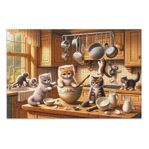 1000 Teile Puzzle Kätzchen Katzen Pädagogisches und Lernpuzzle Lustiges Puzzle für Erwachsene von ODAWA