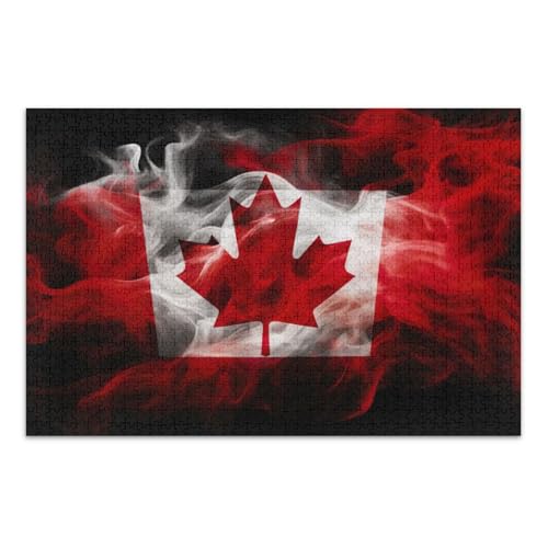 1000 Teile Puzzle Kanadische Flagge DIY Geschenk Puzzle mit Netz-Aufbewahrungstasche Spaß Familie Aktivität von ODAWA