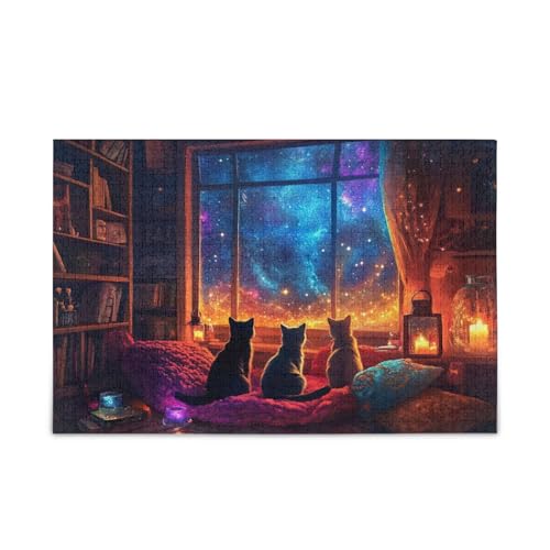 1000 Teile Puzzle Katzen Sternengalaxie Blau Puzzle für Erwachsene Familien 1000 Teile Puzzle Katzen Sternengalaxie Blau Puzzle für Erwachsene Familien von ODAWA