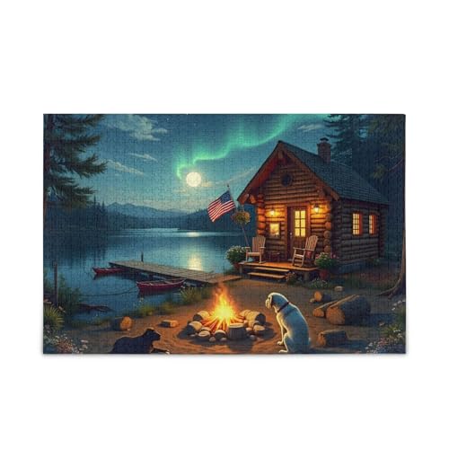 1000 Teile Puzzle Lagerfeuer Nacht Blau Puzzle Spaß Familie Aktivität von ODAWA