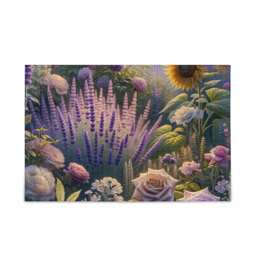 ODAWA 1000 Teile Puzzle Lavendel Sonnenblumen Rosen Puzzle Herausforderung Puzzle für Erwachsene von ODAWA