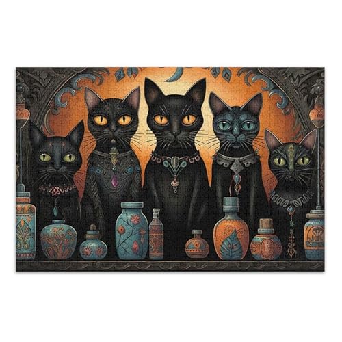 1000 Teile Puzzle Mystic Cat Orange Herausfordernde Puzzles Spiel Lustiges Puzzle für Erwachsene von ODAWA