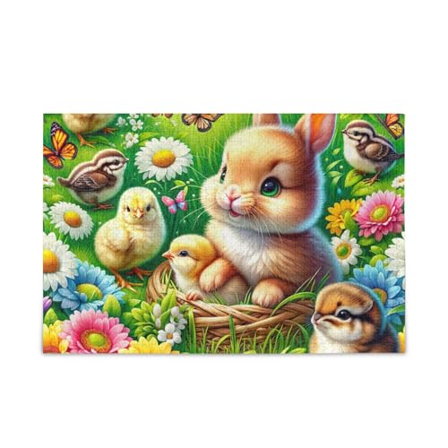 1000 Teile Puzzle Niedliche Hasen Küken Puzzle Spiel Home Wall Artwork für Erwachsene Familien von ODAWA