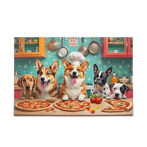 1000 Teile Puzzle Niedliche Hunde Kochen Beige Puzzle Herausforderung Puzzle für Erwachsene von ODAWA