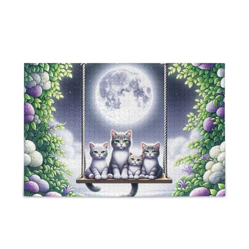 1000 Teile Puzzle Niedliche Katzen Blumen Puzzle Spaß Familie Aktivität von ODAWA