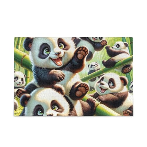 1000 Teile Puzzle Niedliche Pandas, die Spaß haben, stabile 2 mm Puzzleteile, lustiges Puzzle für Erwachsene von ODAWA