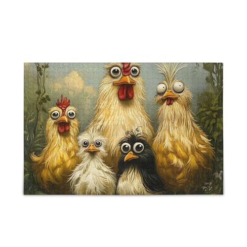 1000 Teile Puzzle Niedliche lustige Hühner Puzzle Spiel Home Wall Artwork von ODAWA