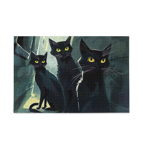 1000 Teile Puzzle Niedliche schwarze Katzen DIY Geschenk Jigsaw Puzzles mit Mesh-Aufbewahrungstasche Lustige Puzzles für Erwachsene 1000 Teile Puzzle Niedliche schwarze Katzen DIY Geschenk Jigsaw Puzzles mit Mesh-Aufbewahrungstasche Lustige Puzzles für Erwachsene von ODAWA