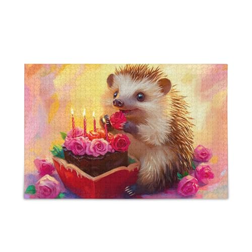 1000 Teile Puzzle Niedlicher Igel Valentinstag Puzzle Spiel Home Wall Artwork Herausforderung Puzzle für Erwachsene von ODAWA