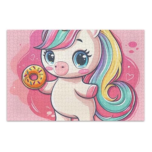 1000 Teile Puzzle Niedliches Einhorn Rosa Puzzle Spiel Home Wall Artwork für Erwachsene Teenager von ODAWA