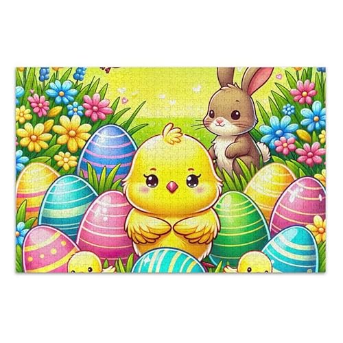 1000 Teile Puzzle Niedliches Küken Ostern Grün Puzzle Spiel Home Wall Artwork Herausforderung Puzzle für Erwachsene von ODAWA