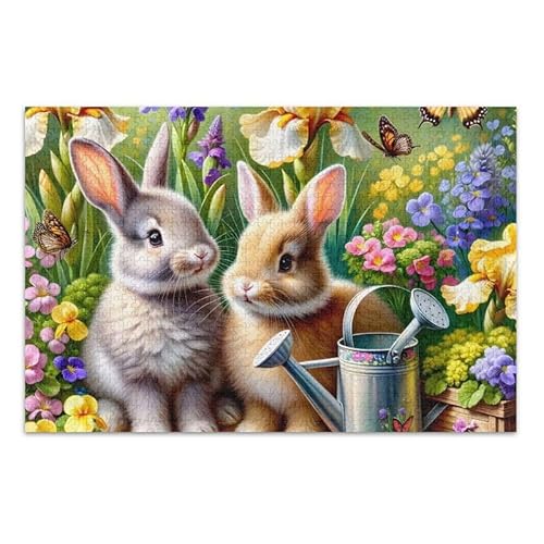 1000 Teile Puzzle Niedliches Osterhase Grün Herausfordernde Puzzles Spiel Spaß Familie Aktivität von ODAWA