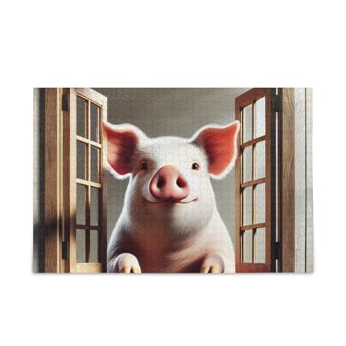 1000 Teile Puzzle Niedliches Schwein Fenster Braun Puzzle Spiel Home Wall Artwork Spaß Familie Aktivität 1000 Teile Puzzle Niedliches Schwein Fenster Braun Puzzle Spiel Home Wall Artwork Spaß Familie Aktivität von ODAWA