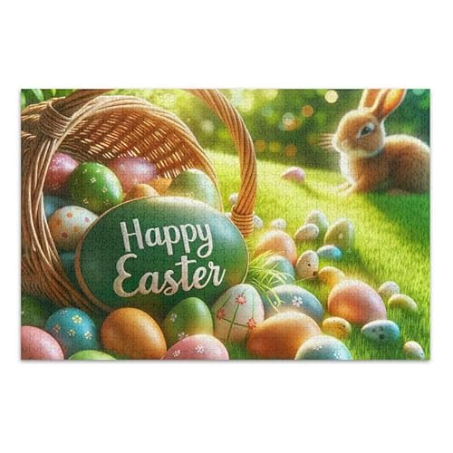 1000 Teile Puzzle Osterhase Eier Korb Herausforderndes Puzzle-Spiel für Erwachsene Teenager von ODAWA