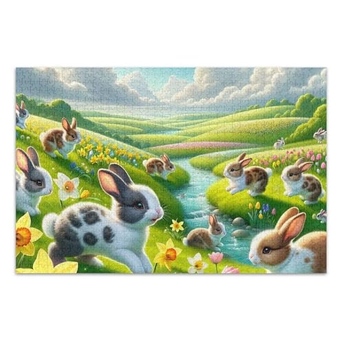 1000 Teile Puzzle Osterhasen Wiese Puzzle Spiel Home Wall Artwork für Erwachsene Familien von ODAWA
