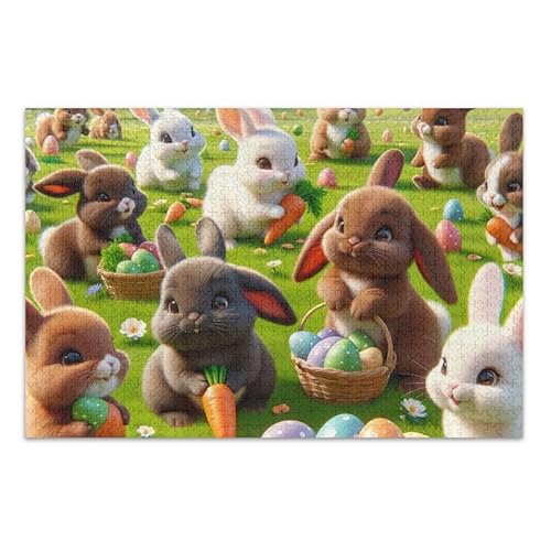 1000 Teile Puzzle Ostern Hasen Feld Herausforderndes Puzzlespiel für Erwachsene Familien von ODAWA