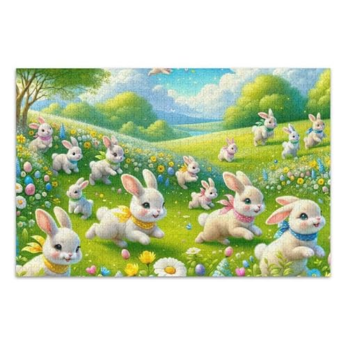 1000 Teile Puzzle Ostern Hasen Grün Puzzle Spiel Home Wall Artwork für Erwachsene Familien von ODAWA