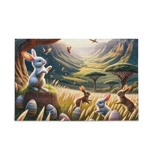 1000 Teile Puzzle Osterszene Hasen Stabile 2 mm Puzzleteile Herausforderung Puzzle für Erwachsene von ODAWA