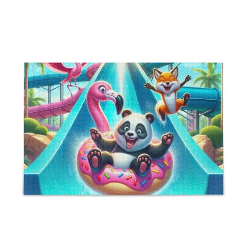 1000 Teile Puzzle Panda Slide Pink Herausforderndes Puzzle-Spiel Spaß Familienaktivität von ODAWA