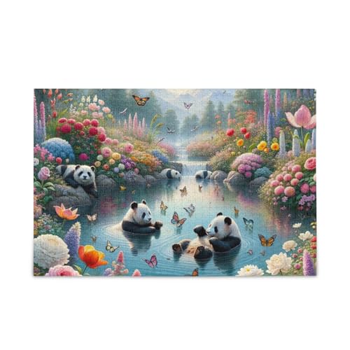 1000 Teile Puzzle Pandas Blumen Blau DIY Geschenk Puzzles mit Mesh-Aufbewahrungstasche für Erwachsene Familien 1000 Teile Puzzle Pandas Blumen Blau DIY Geschenk Puzzles mit Mesh-Aufbewahrungstasche für Erwachsene Familien von ODAWA