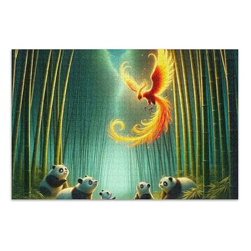 1000 Teile Puzzle Phoenix Panda Green Challenging Puzzle Spiel für Erwachsene Teens von ODAWA