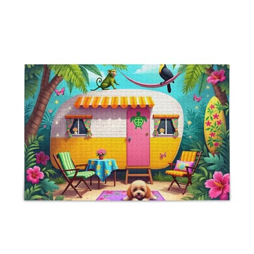 1000 Teile Puzzle Retro Camper Gelb Puzzle Spiel Home Wall Artwork Herausforderung Puzzle für Erwachsene von ODAWA