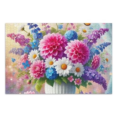 1000 Teile Puzzle Schmetterling Blumen Blumenstrauß Pädagogisches und Lernpuzzle Lustiges Puzzle für Erwachsene Kinder von ODAWA
