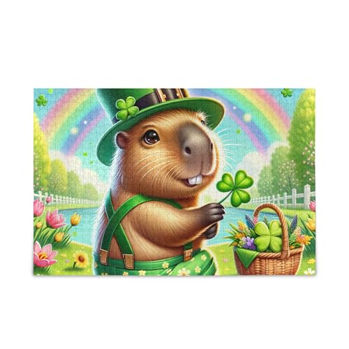 1000 Teile Puzzle St. Patrick's Day Capybara DIY Geschenk Puzzle mit Netz-Aufbewahrungstasche Herausforderung Puzzle für Erwachsene 1000 Teile Puzzle St. Patrick's Day Capybara DIY Geschenk Puzzle mit Netz-Aufbewahrungstasche Herausforderung Puzzle für Erwachsene von ODAWA
