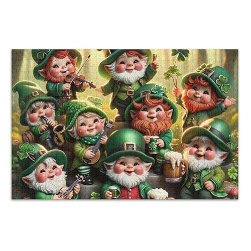 1000 Teile Puzzle St. Patrick's Gnomes Gathering Puzzle Spiel Home Wall Artwork für Erwachsene Teenager von ODAWA