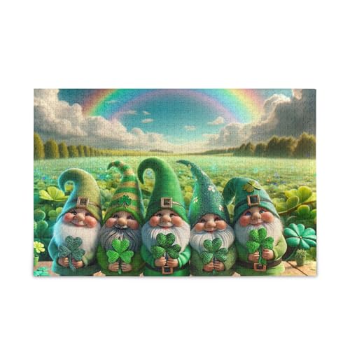 1000 Teile Puzzle St. Patrick's Gnomes Kleeblatt Puzzle Spiel Home Wall Artwork für Erwachsene Familien von ODAWA