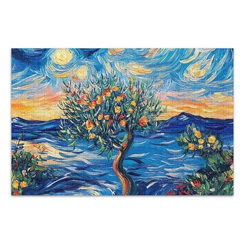 1000 Teile Puzzle Sternenbaum Blau Puzzle Spiel Home Wall Artwork Lustiges Puzzle für Erwachsene von ODAWA