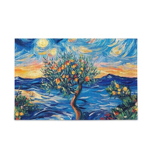 1000 Teile Puzzle Sternenbaum Blau Stabile 2 mm Puzzleteile für Erwachsene Familien von ODAWA