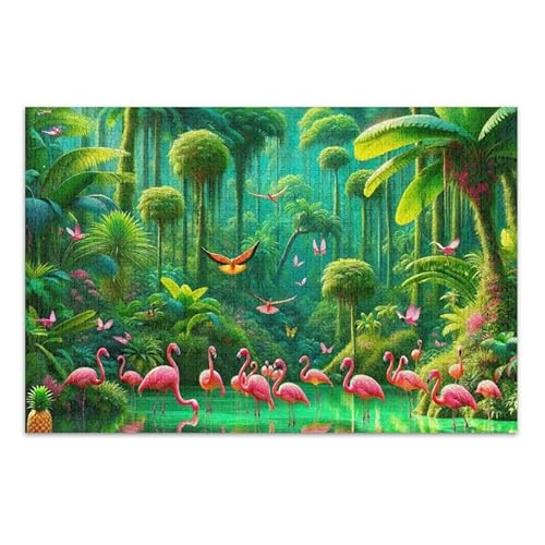 1000 Teile Puzzle Tropischer Dschungel Flamingos Schmetterlinge Puzzle Spiel Home Wall Artwork Herausforderung Puzzle für Erwachsene von ODAWA