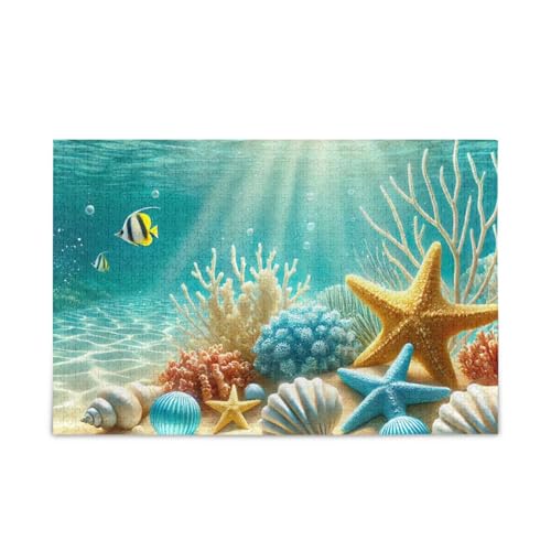 1000 Teile Puzzle Unterwasser Korallen Seestern Blau DIY Geschenk Jigsaw Puzzles mit Mesh Aufbewahrungstasche Lustiges Puzzle für Erwachsene 1000 Teile Puzzle Unterwasser Korallen Seestern Blau DIY Geschenk Jigsaw Puzzles mit Mesh Aufbewahrungstasche Lustiges Puzzle für Erwachsene von ODAWA