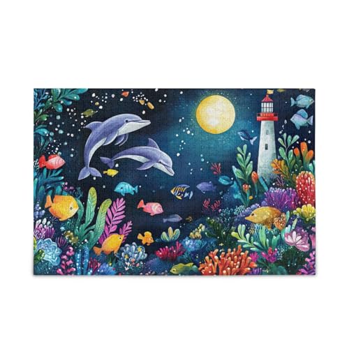 1000 Teile Puzzle Unterwasserwelt blau herausforderndes Puzzlespiel Spaß Familienaktivität von ODAWA