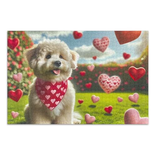 1000 Teile Puzzle Valentinstag Hund herausforderndes Puzzlespiel Lustiges Puzzle für Erwachsene von ODAWA