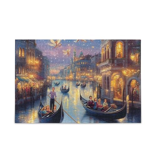 1000 Teile Puzzle Venedig Lichter Gelb Herausforderung Puzzle Spiel Herausforderung Puzzle für Erwachsene von ODAWA