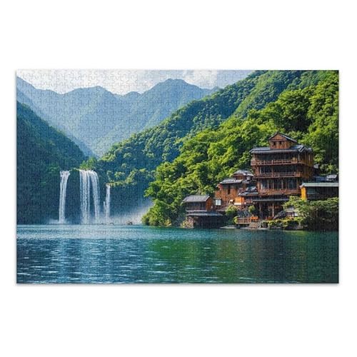 1000 Teile Puzzle Wasserfall Landschaft Pädagogisches und Lernpuzzle Lustiges Puzzle für Erwachsene Kinder von ODAWA