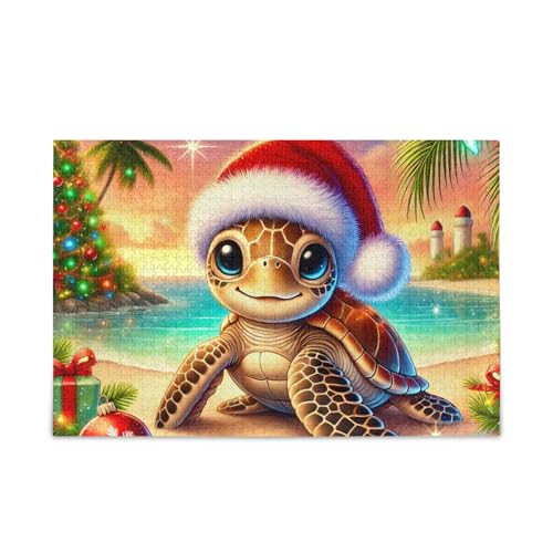 1000 Teile Puzzle Weihnachten Schildkröte Strand Stabile 2 mm Puzzle Teile Herausforderung Puzzle für Erwachsene von ODAWA