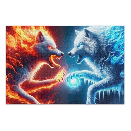 1000 Teile Puzzle Wölfe Feuerbekämpfung Tier Puzzle Spiel Home Wall Artwork Kinder von ODAWA